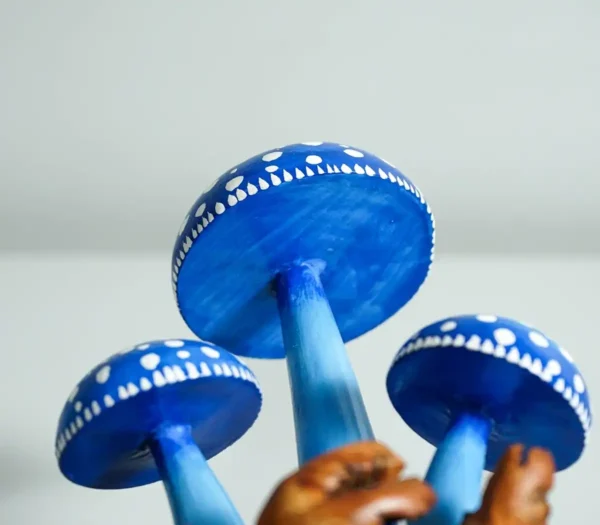 Blue Mushroom Sculpture, Colorful, Art, Painted Statue - Image 2