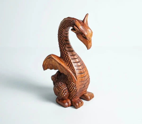 Calm Dragon Statue, Wooden Dragon, Fantasy Animal - Image 2