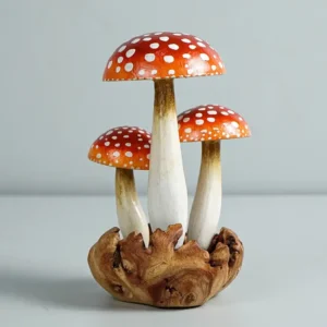 Colorful Mushroom Sculpture, Handmade Art, Painted Statue