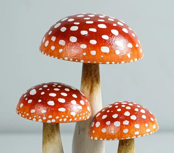 Colorful Mushroom Sculpture, Handmade Art, Painted Statue - Image 2