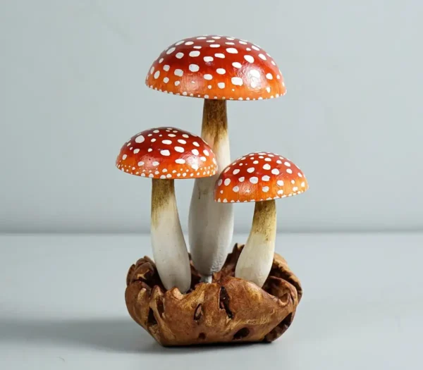 Colorful Mushroom Sculpture, Handmade Art, Painted Statue - Image 3
