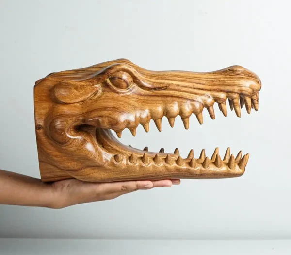 Crocodile Head Wall Decor, Wall Art, Alligator, Wood Carving - Image 3