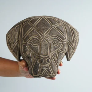 Dog Face of Timor Wall Art, Dog on Stand, Wood Carving