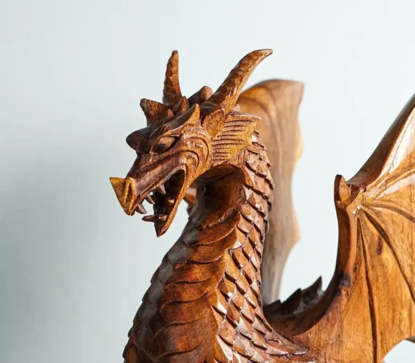 Dragon Statue, Dragon Figurine, Mythology Animal, Wood Carving Dragon - Image 3