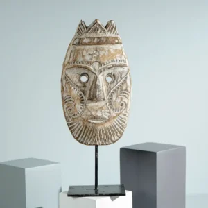 Mask of Timor Wall Decor, Mask on Stand, Ceremonial Statue