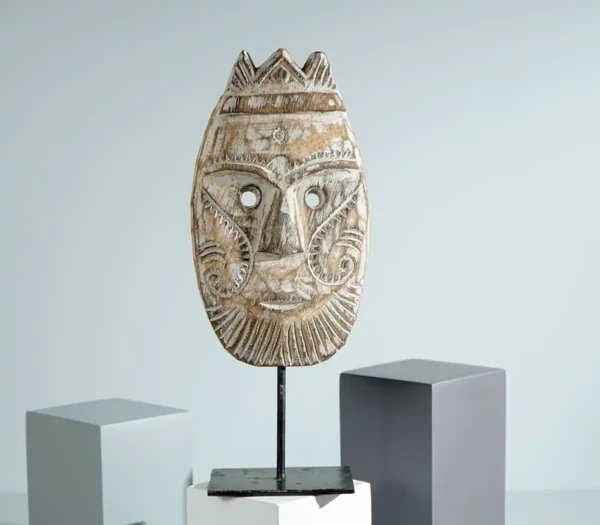 Mask of Timor Wall Decor, Mask on Stand, Ceremonial Statue