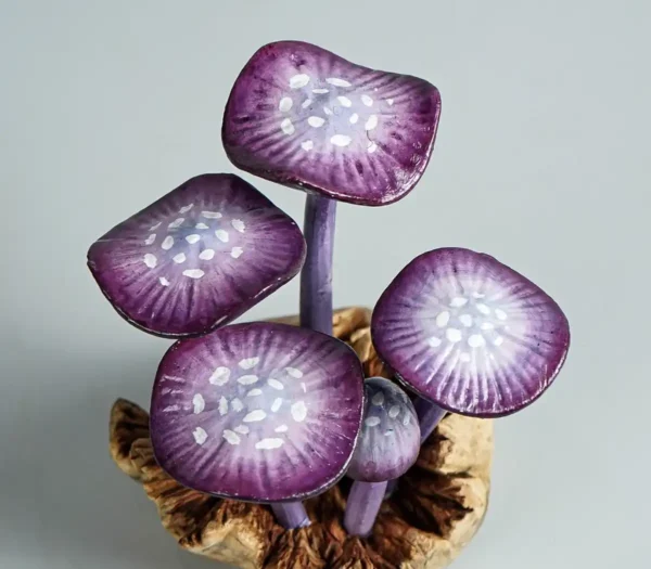 Purple Mushroom Sculpture, Colorful Statue, Painted Figurine - Image 3