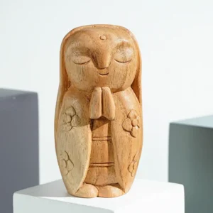 Woman Jizo Statue, Buddha Sculpture, Wood Figurine