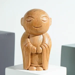 Wooden Jizo Statue, Buddha Sculpture, Wood Figurine