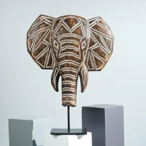 Wooden Traditional Elephant Wall Decor, Elephant on Stand