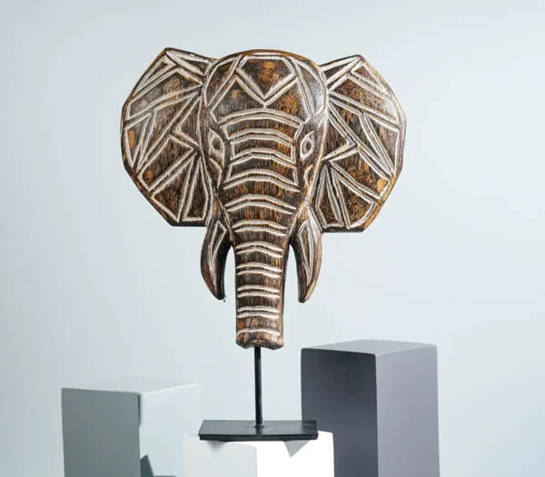 Wooden Traditional Elephant Wall Decor, Elephant on Stand