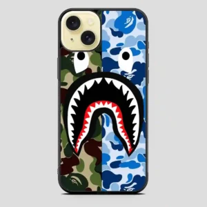 A Bathing Ape Blue Shark iPhone 15 Plus Case
