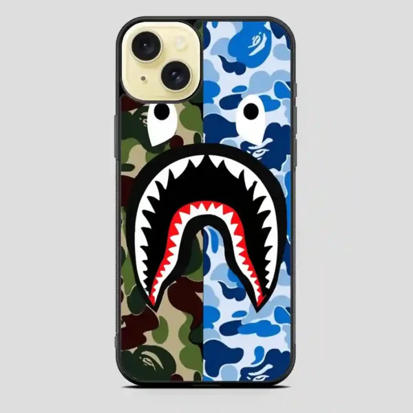 A Bathing Ape Blue Shark iPhone 15 Plus Case