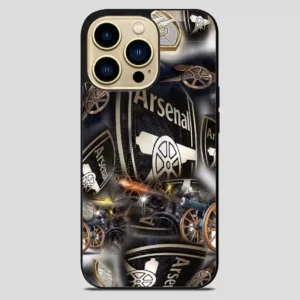 Arsenal Football Club Collage Gold iPhone 14 Pro Max Case