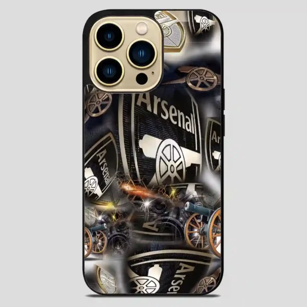 Arsenal Football Club Collage Gold iPhone 14 Pro Max Case