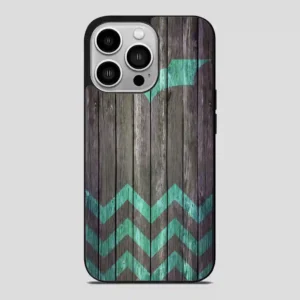 Bat And Chevron On Dark Wood iPhone 14 Pro Case