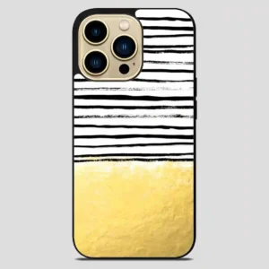 Blaire Brushed Gold Stripes Black And Gold Trend iPhone 14 Pro Max Case