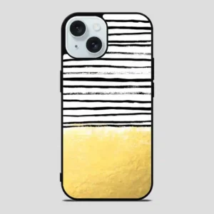 Blaire Brushed Gold Stripes Black And Gold Trend iPhone 15 Case
