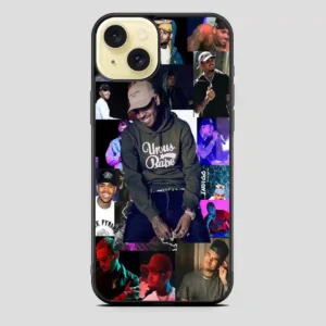 Chris Brown Rapper Collage iPhone 15 Plus Case