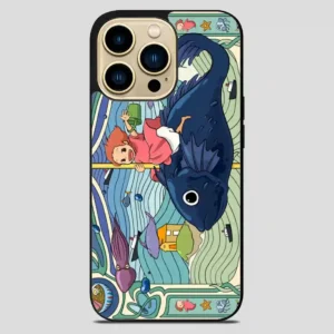 Studio Ghibli Ponyo Running On Fish iPhone 14 Pro Max Case