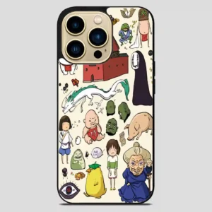 Studio Ghibli Spirited Away Characters Doodle iPhone 14 Pro Max Case