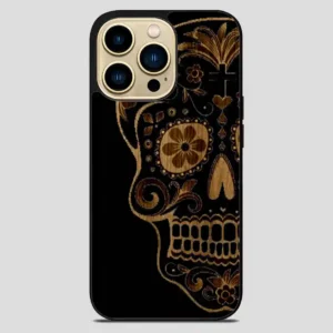 Sugar Skull Wood Print iPhone 14 Pro Max Case