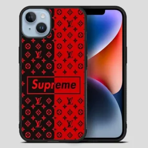 Supreme Black Red iPhone 14 Plus Case
