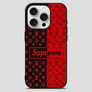 Supreme Black Red iPhone 15 Pro Max Case