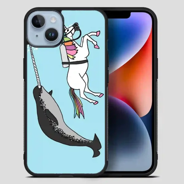 Unicorn Swimming With Narwal iPhone 14 Plus Case