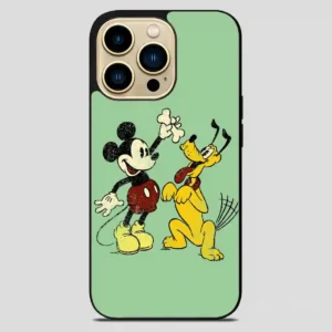 Vintage Mickey Mouse And Pluto Poster iPhone 14 Pro Max Case