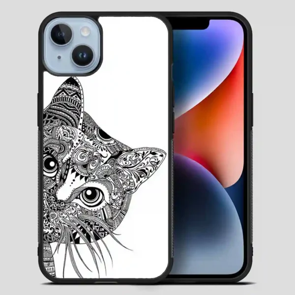 Zentangle Cat iPhone 14 Plus Case