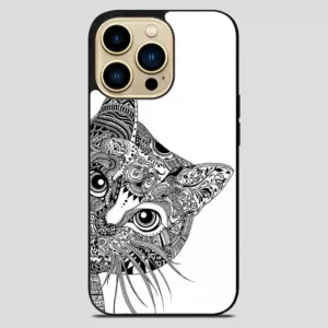 Zentangle Cat iPhone 14 Pro Max Case