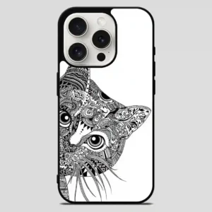 Zentangle Cat iPhone 15 Pro Max Case