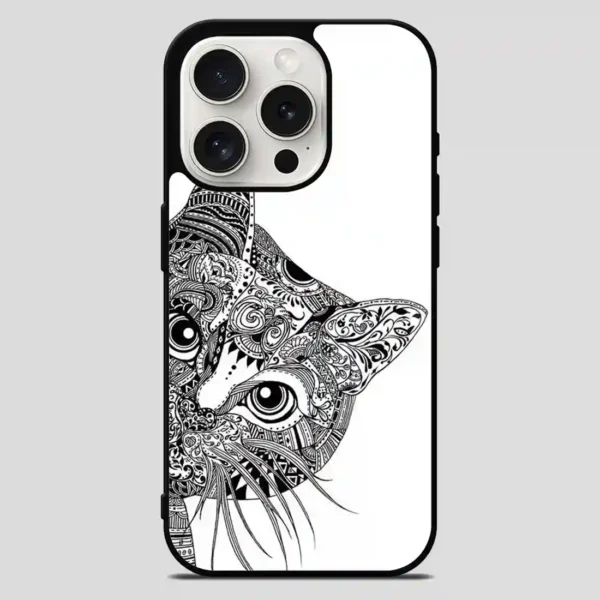 Zentangle Cat iPhone 15 Pro Max Case