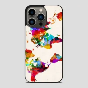 Abstract Painting World Map iPhone 13 Pro Case