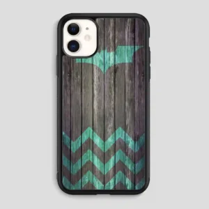 Bat And Chevron On Dark Wood iPhone 11 Case