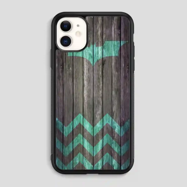 Bat And Chevron On Dark Wood iPhone 11 Case