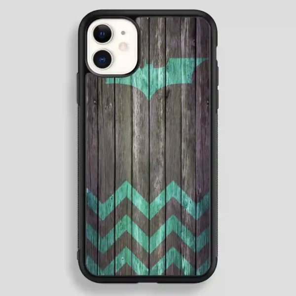 Bat And Chevron On Dark Wood iPhone 12 Case