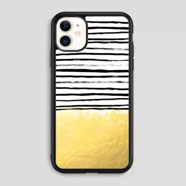 Blaire Brushed Gold Stripes Black And Gold Trend iPhone 11 Case