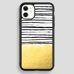 Blaire Brushed Gold Stripes Black And Gold Trend iPhone 12 Case
