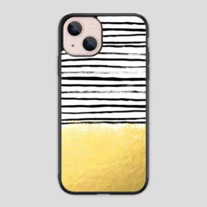 Blaire Brushed Gold Stripes Black And Gold Trend iPhone 13 Mini Case