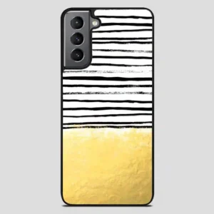 Blaire Brushed Gold Stripes Black And Gold Trend Samsung Galaxy S21 Plus Case