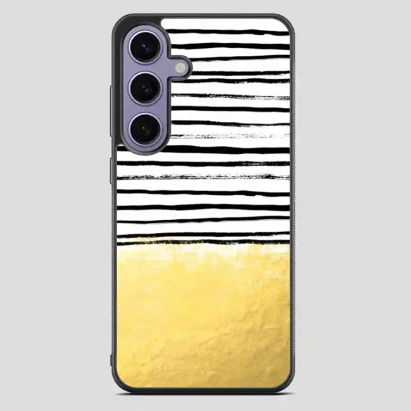 Blaire Brushed Gold Stripes Black And Gold Trend Samsung Galaxy S23 Plus Case