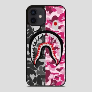 Colorfull Bape Shark Black And Pink iPhone 12 Mini Case