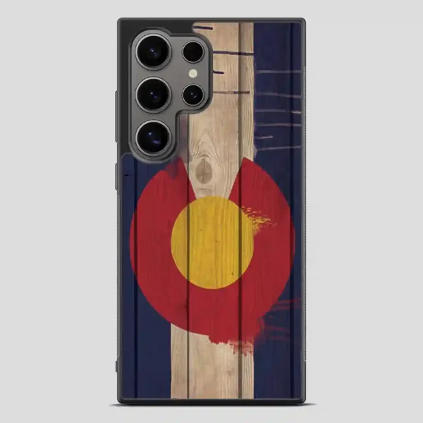Wood Colorado State Flag Retro Samsung Galaxy S24 Ultra Case