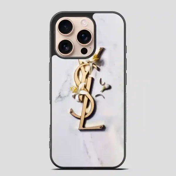 Ysl White Marble iPhone 16 Pro Case