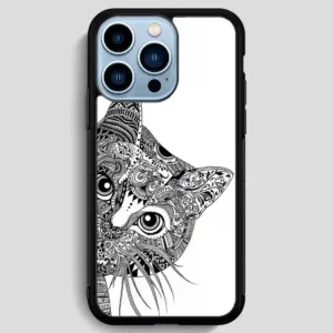 Zentangle Cat iPhone 13 Pro Max Case