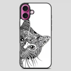 Zentangle Cat iPhone 16 Plus Case